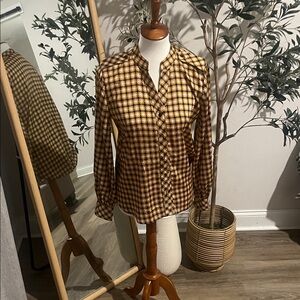 Karl Lagerfeld Yellow and Black Checkered Blouse